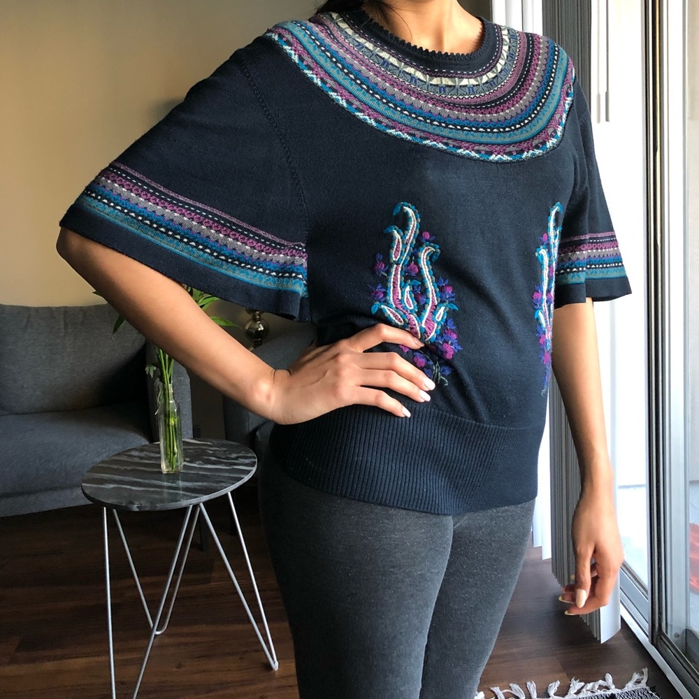 Wool kaftan sleeve top